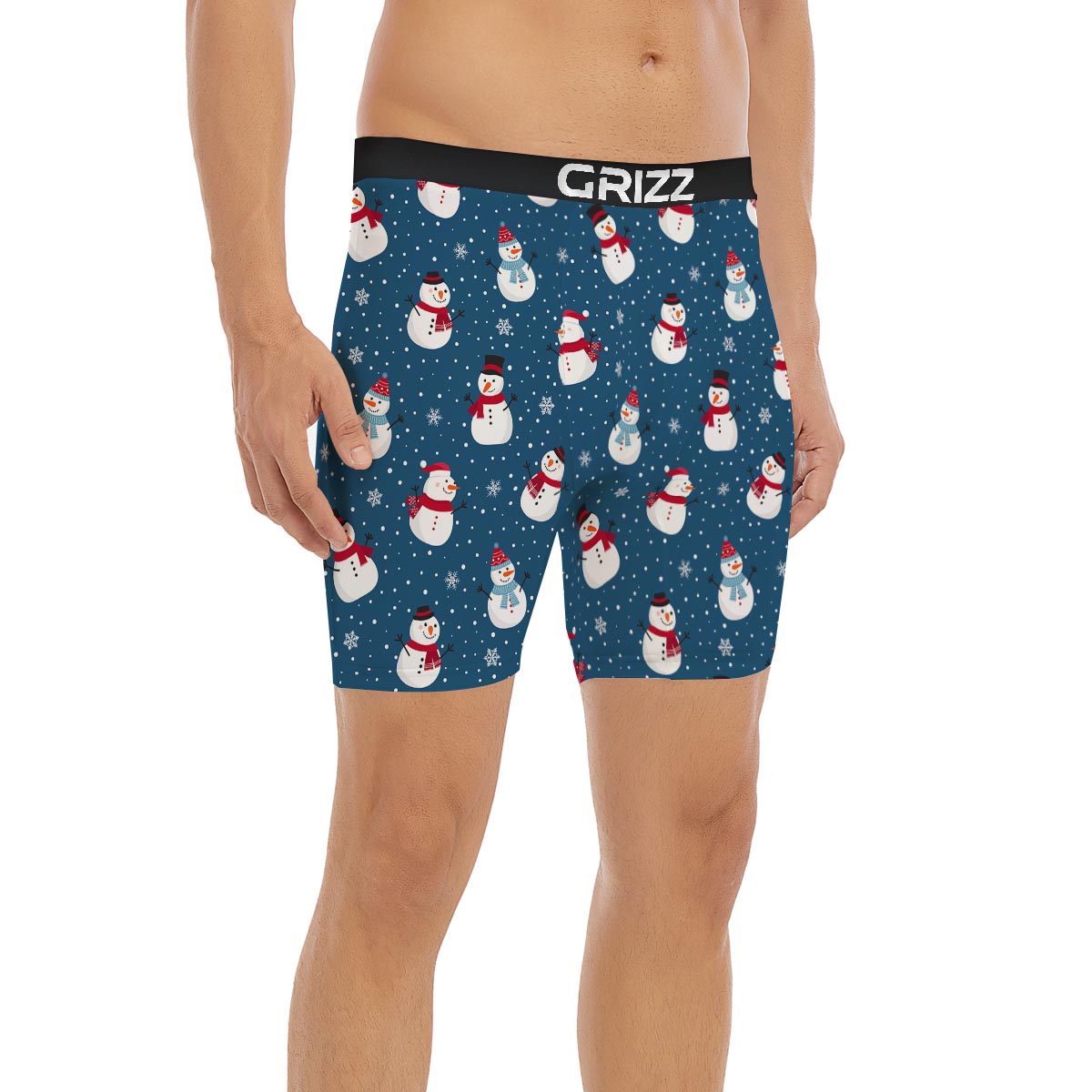 Snowflake And Snowman Print Pattern Boxer Briefs-grizzshop