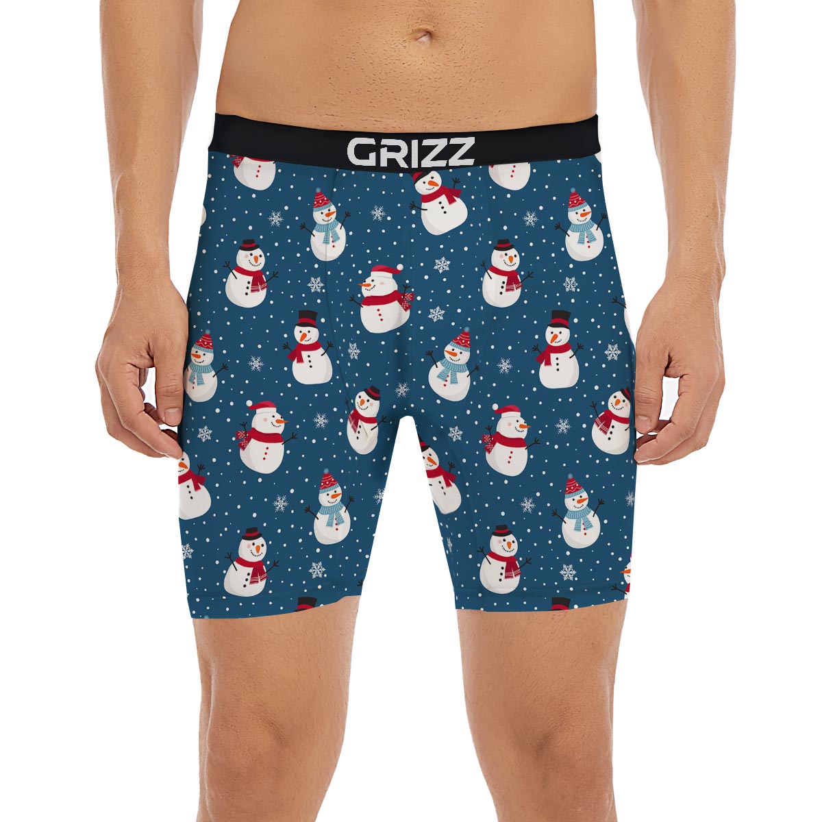 Snowflake And Snowman Print Pattern Boxer Briefs-grizzshop
