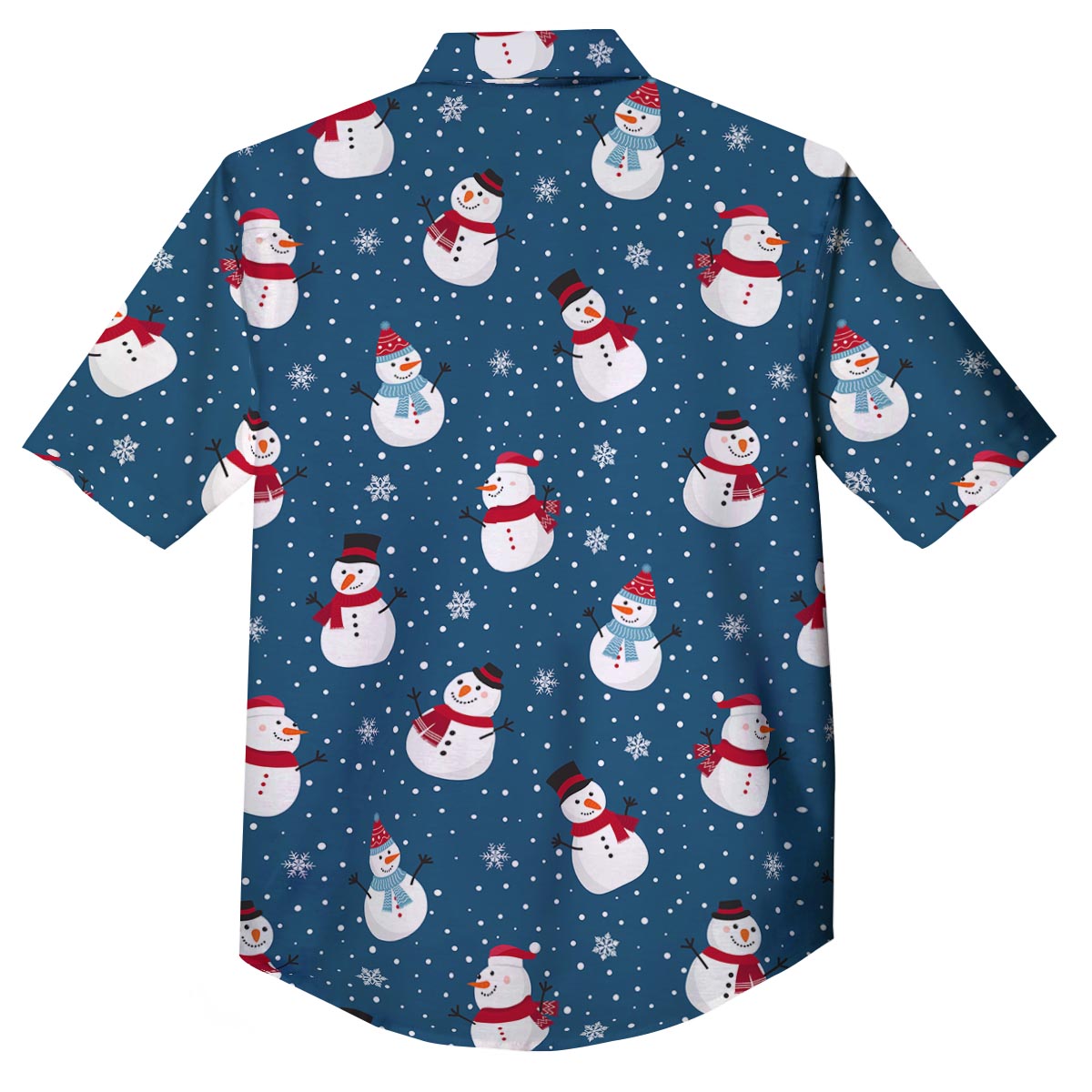 Snowflake And Snowman Print Pattern Button Up Shirt-grizzshop