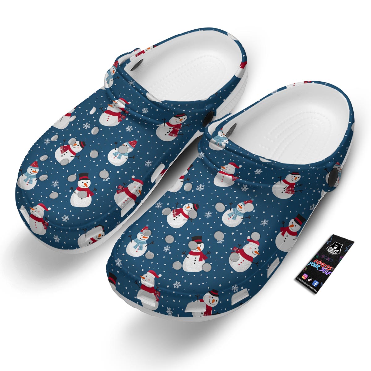 Snowflake And Snowman Print Pattern Clog-grizzshop