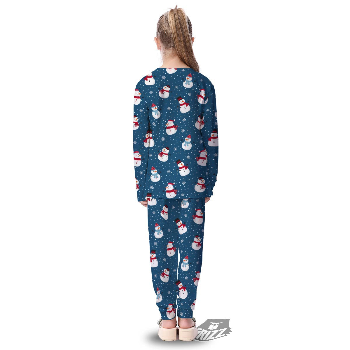 Snowflake And Snowman Print Pattern Kid's Pajamas-grizzshop