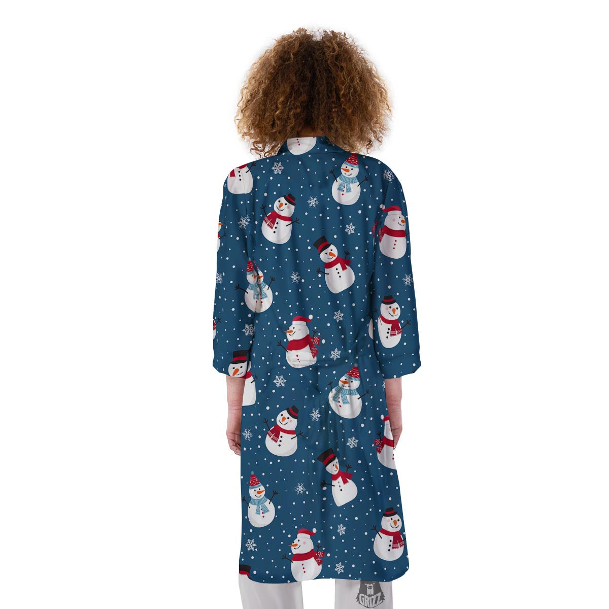 Snowflake And Snowman Print Pattern Kimono-grizzshop