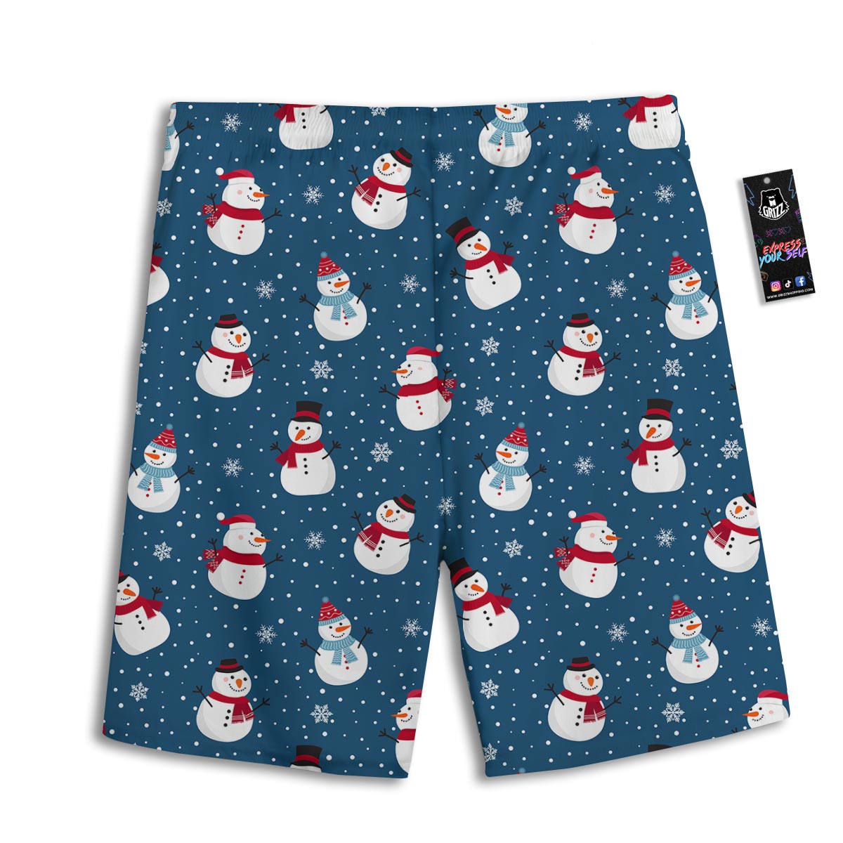 Snowflake And Snowman Print Pattern Men's Athletic Shorts