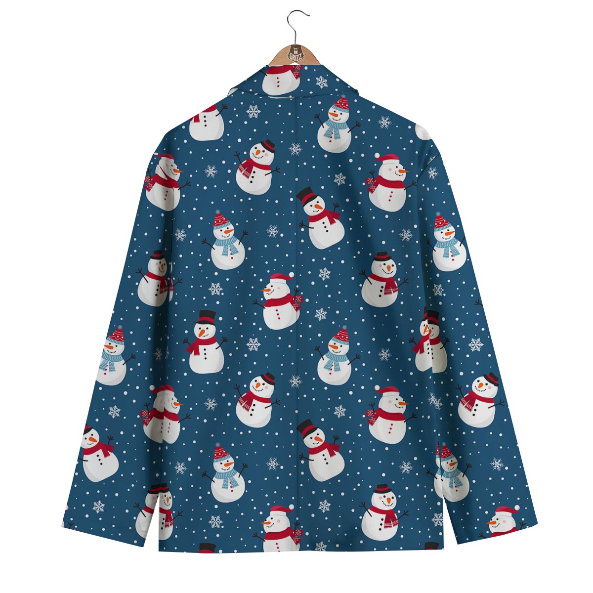 Snowflake And Snowman Print Pattern Men's Blazer-grizzshop