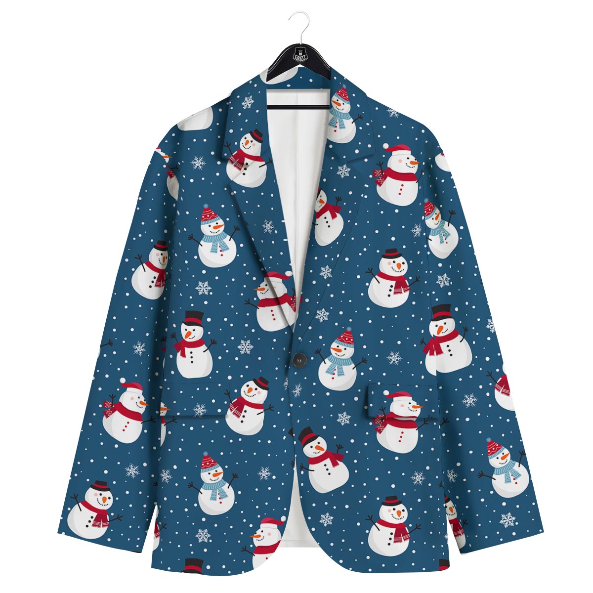 Snowflake And Snowman Print Pattern Men's Sport Coat-grizzshop