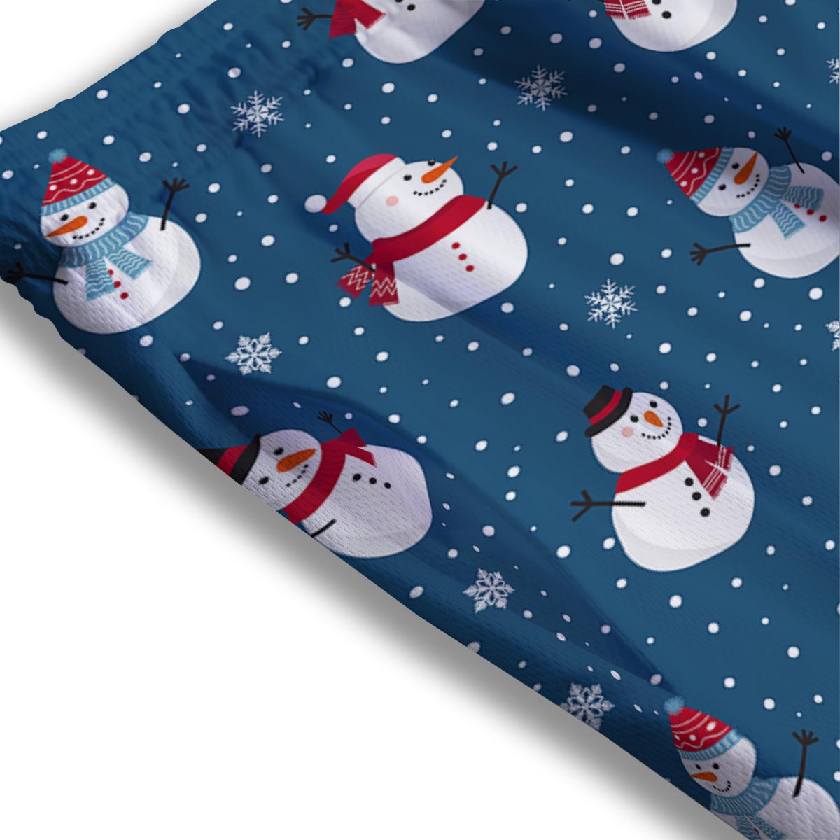 Snowflake And Snowman Print Pattern Mesh Shorts
