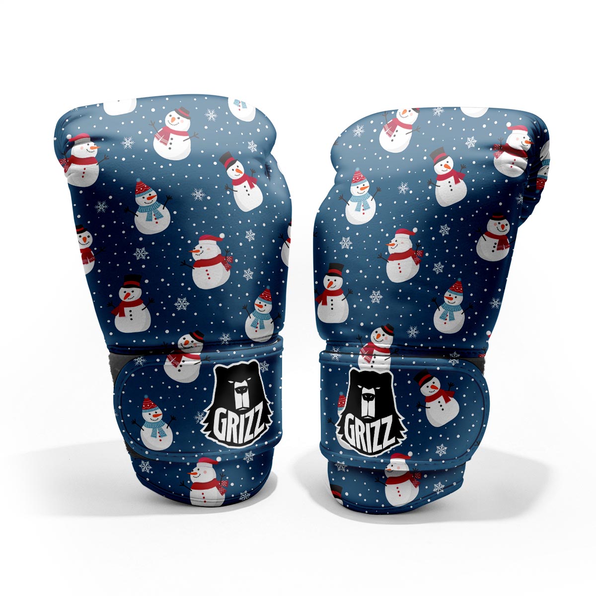 Snowflake And Snowman Print Pattern Pro Boxing Glove