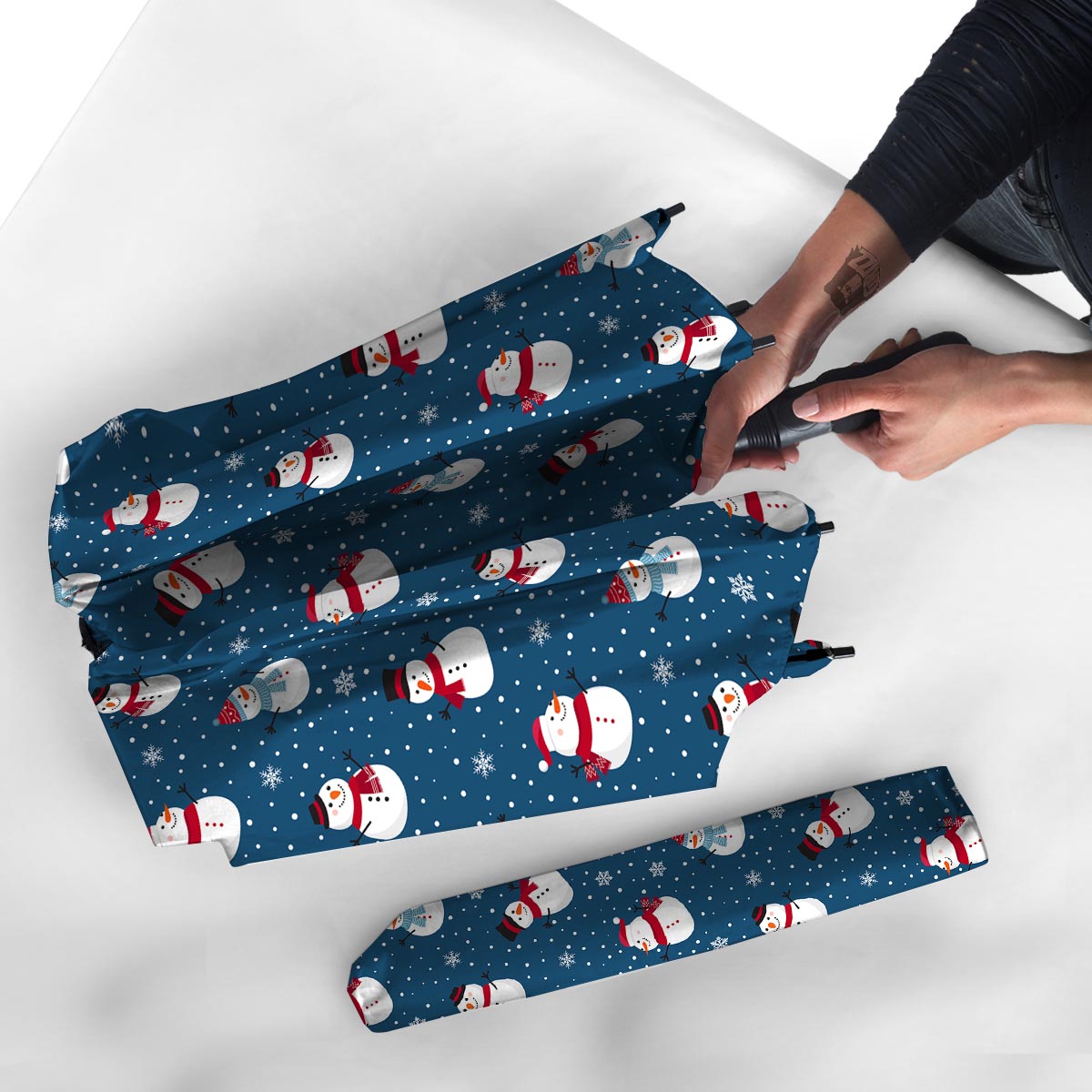 Snowflake And Snowman Print Pattern Umbrella-grizzshop