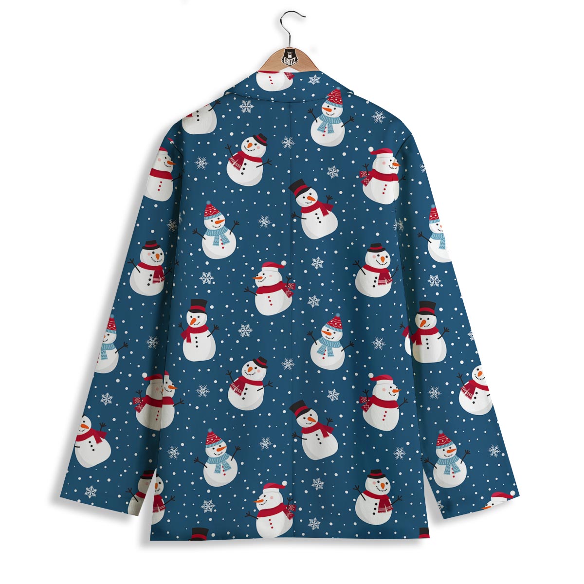 Snowflake And Snowman Print Pattern Women's Blazer-grizzshop