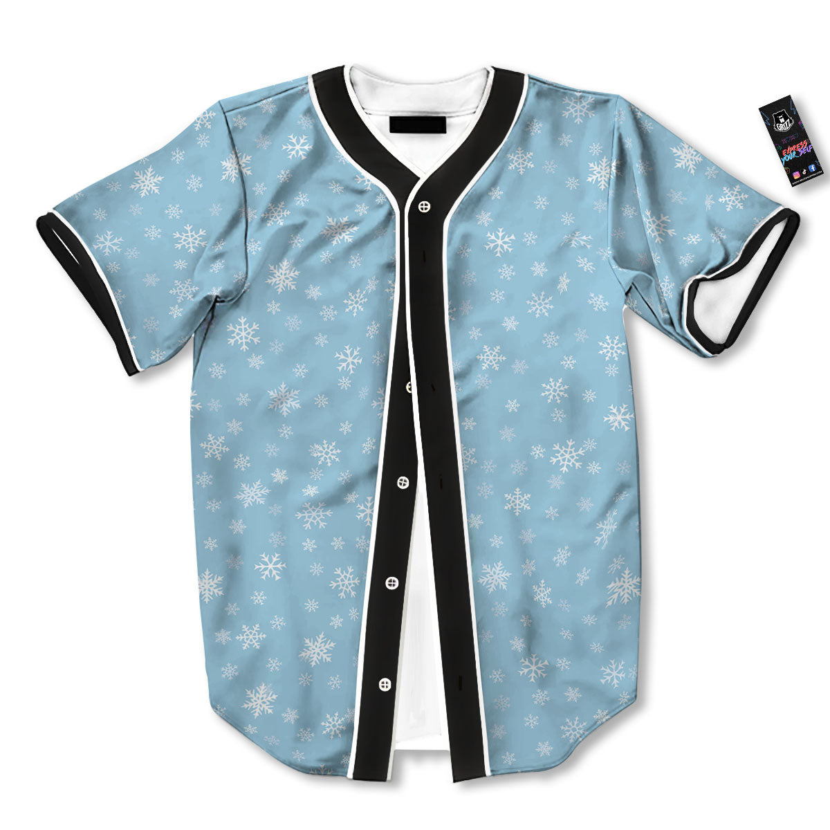 Snowflake Blue Print Pattern Baseball Jersey-grizzshop