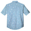 Snowflake Blue Print Pattern Button Up Shirt-grizzshop