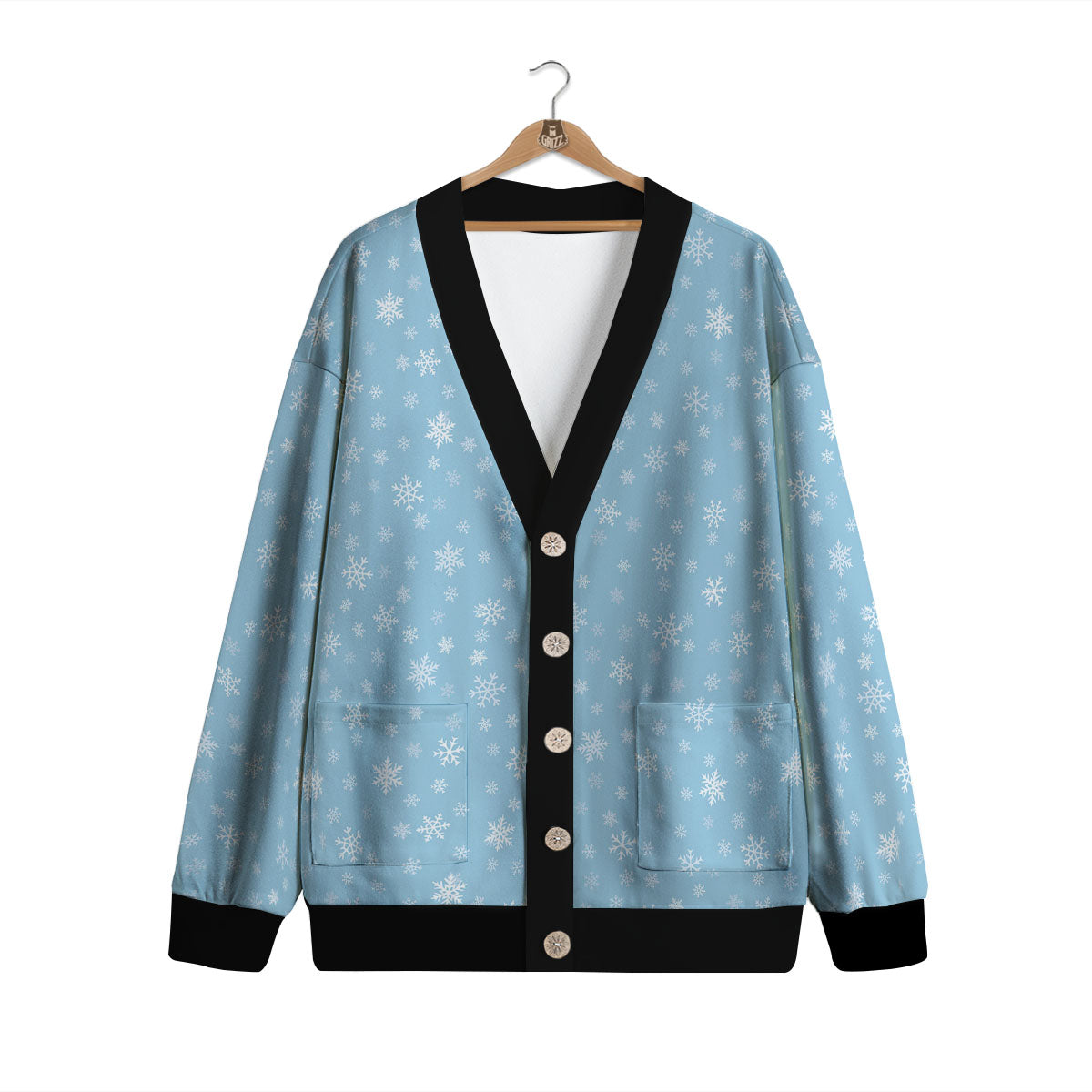 Snowflake Blue Print Pattern Cardigan-grizzshop