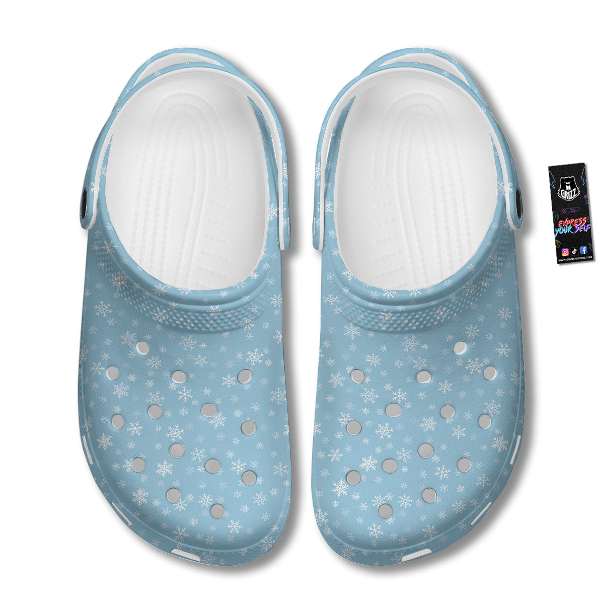 Snowflake Blue Print Pattern Clog-grizzshop