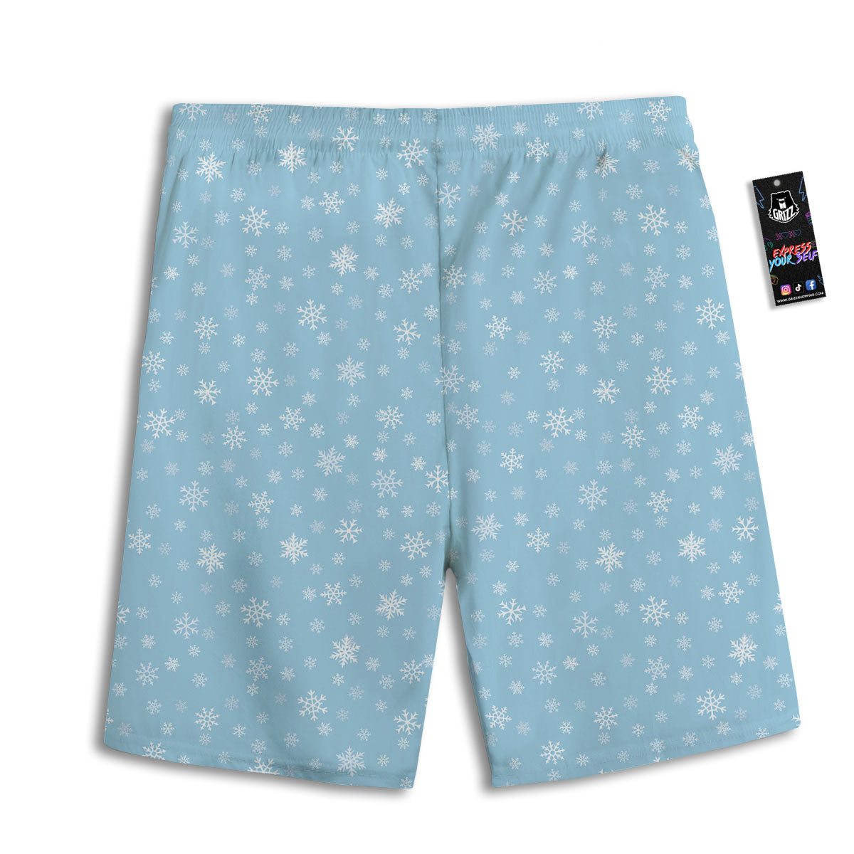Snowflake Blue Print Pattern Men's Athletic Shorts
