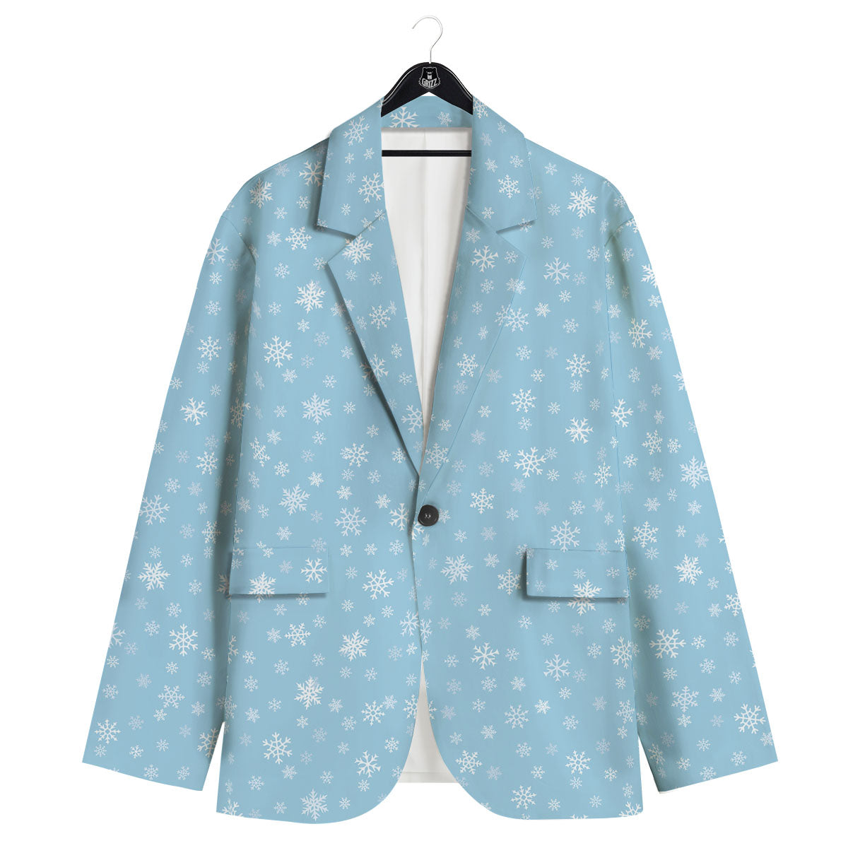 Snowflake Blue Print Pattern Men's Sport Coat-grizzshop