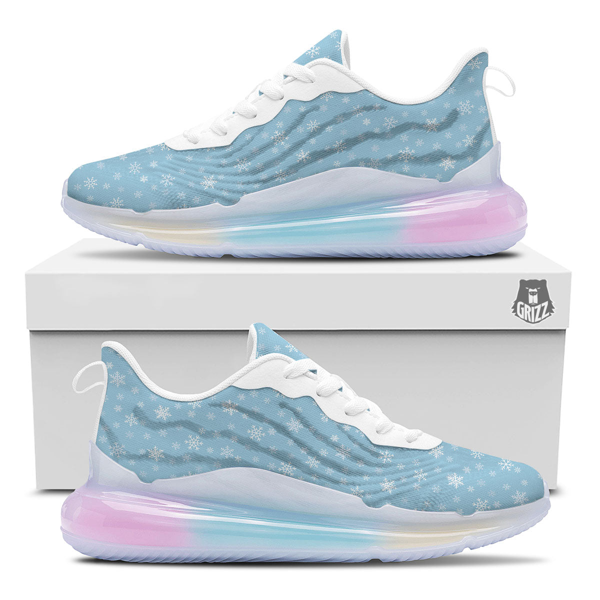 Snowflake Blue Print Pattern Running Sneakers-grizzshop