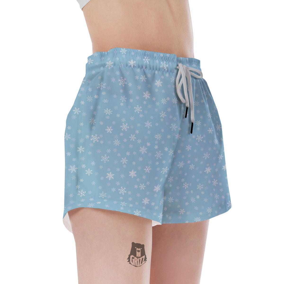 Snowflake Blue Print Pattern Women's Shorts-grizzshop