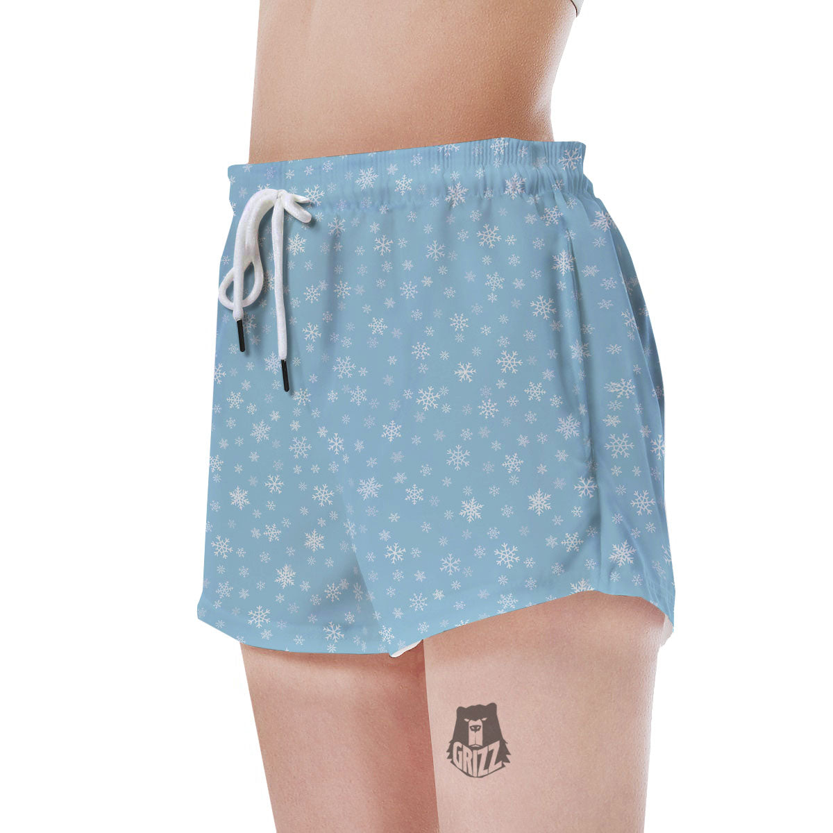 Snowflake Blue Print Pattern Women's Shorts-grizzshop