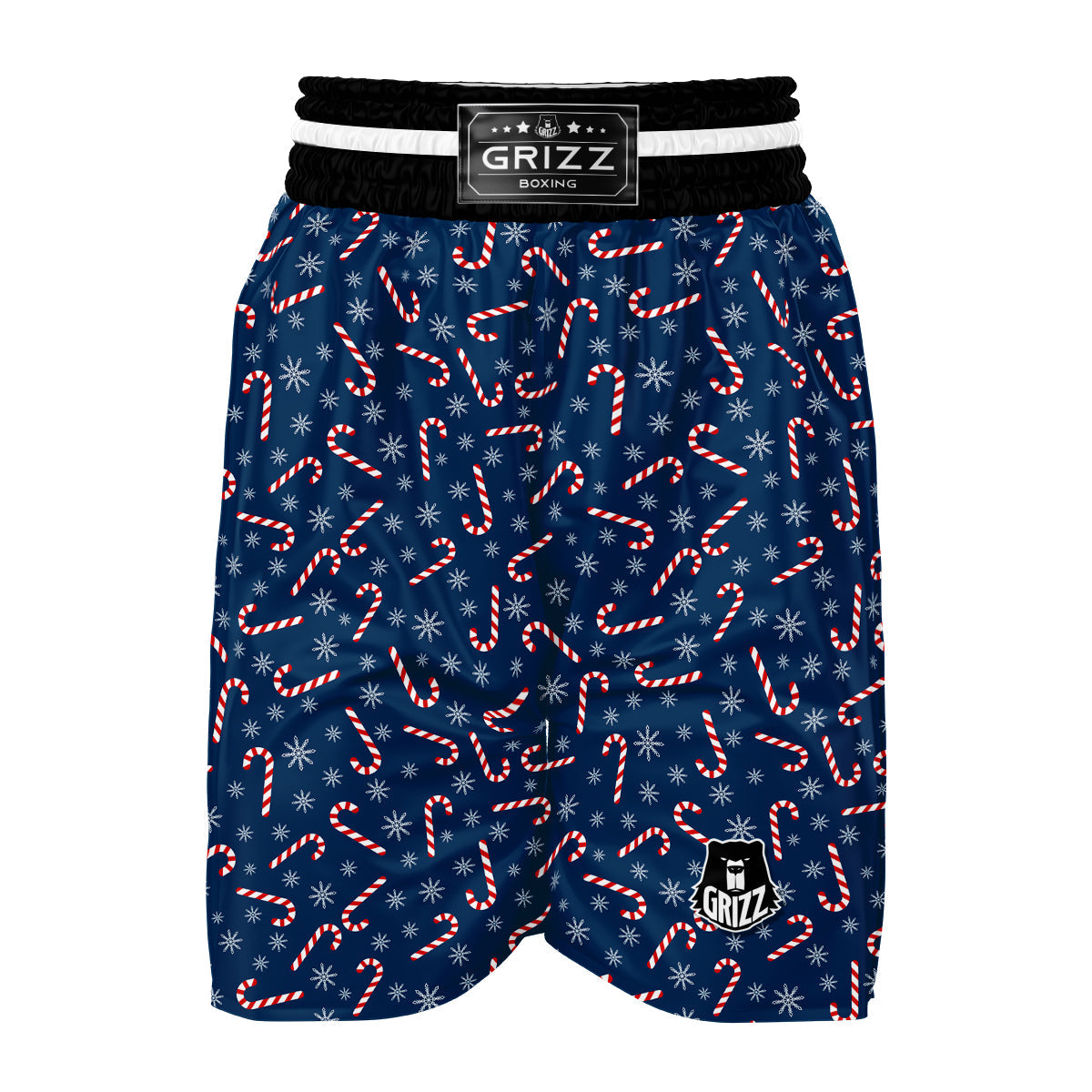 Snowflake Cady Cane Pattern Print Boxing Shorts-grizzshop