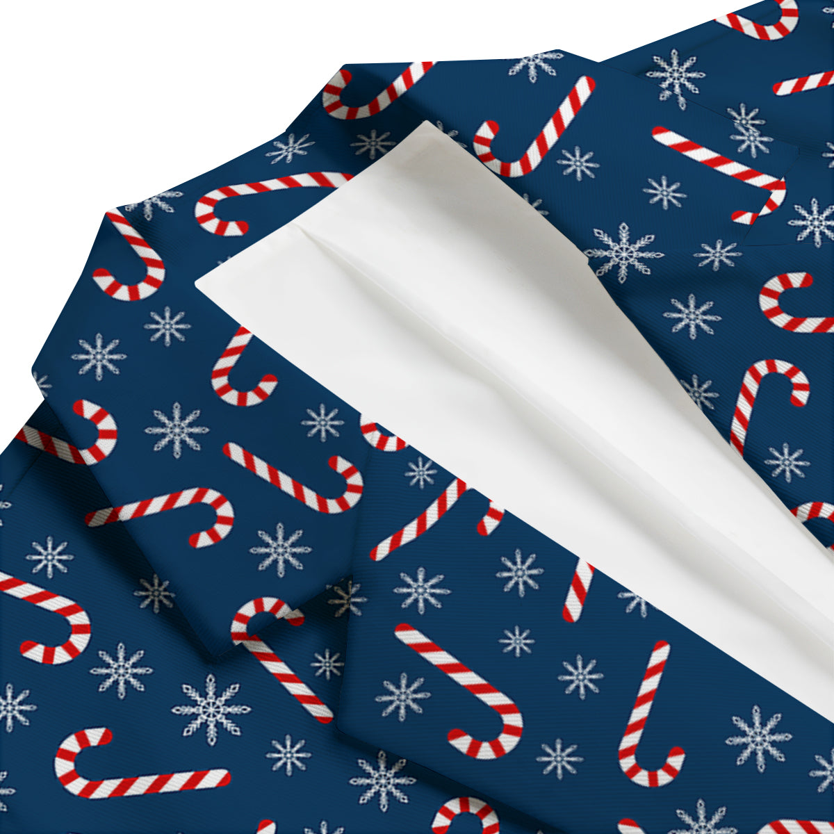 Snowflake Cady Cane Pattern Print Men's Blazer-grizzshop