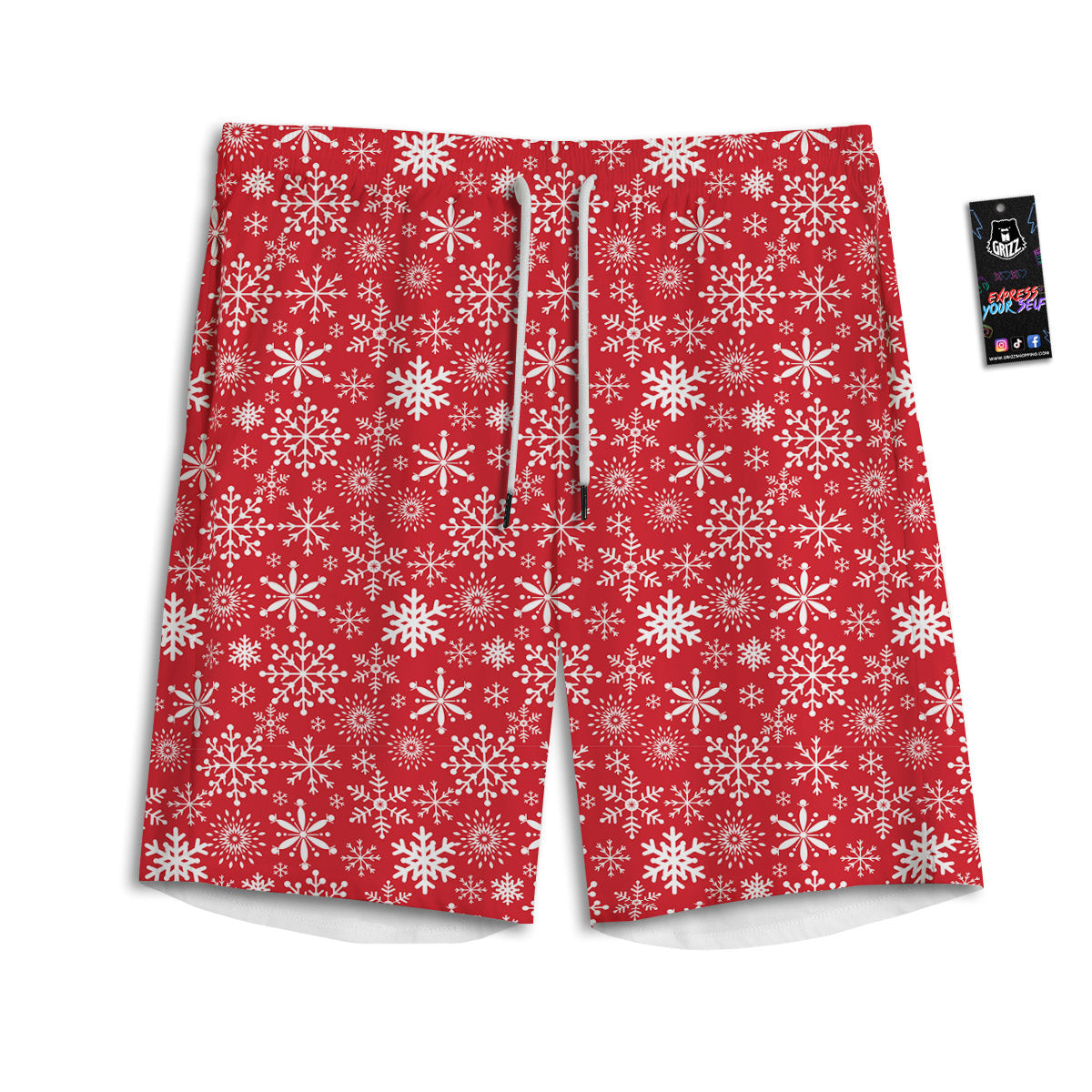 Snowflake Christmas Print Men's Athletic Shorts