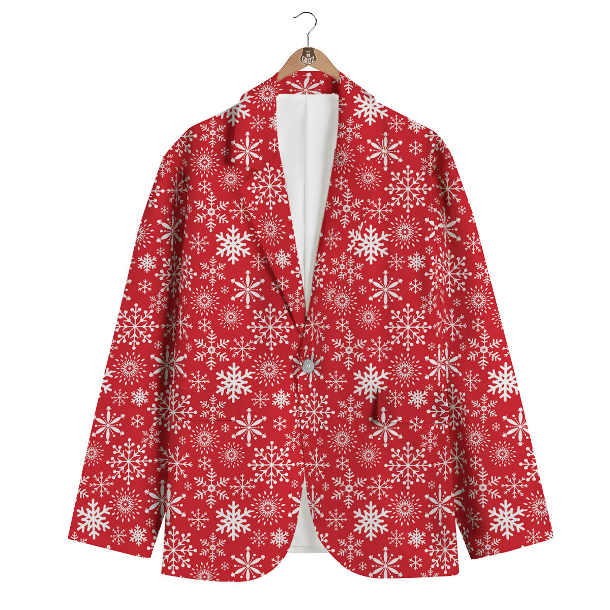 Snowflake Christmas Print Men's Blazer-grizzshop