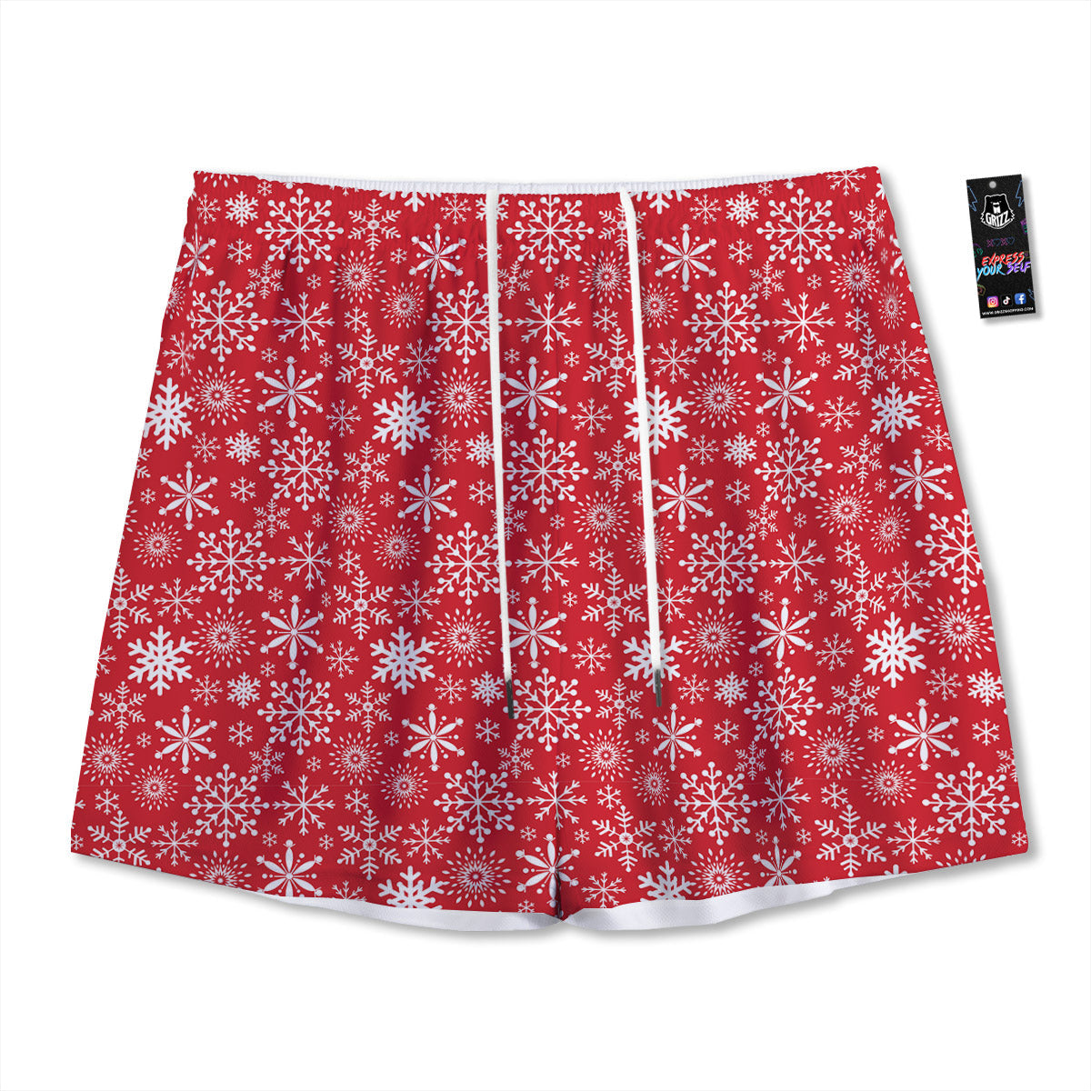 Shark Cute White Print Pattern Mesh Shorts