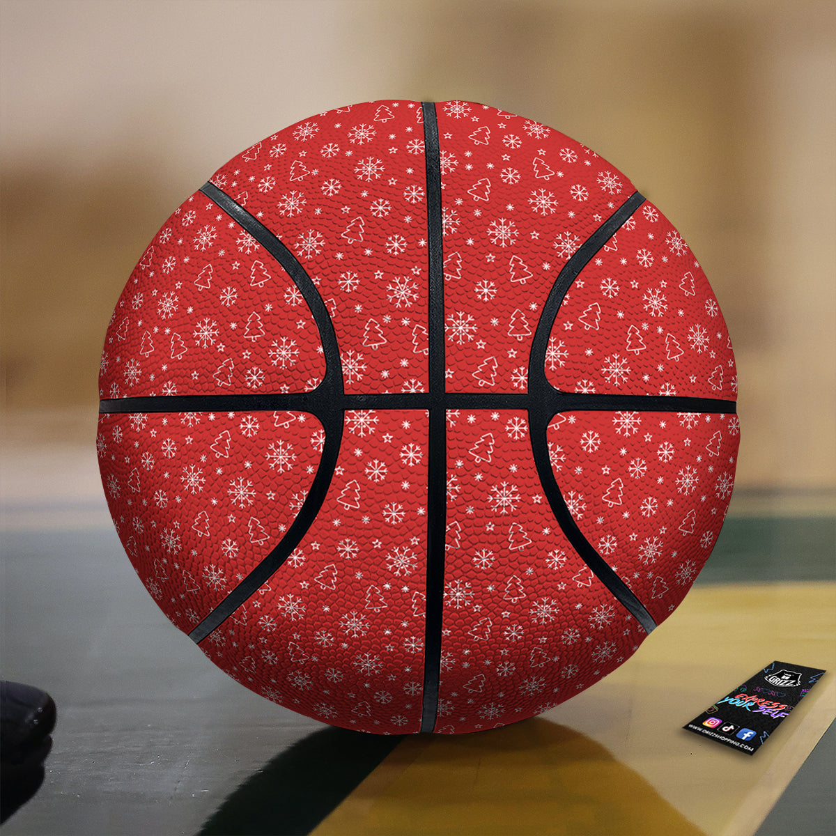 Snowflake Christmas Print Pattern Basketball-grizzshop