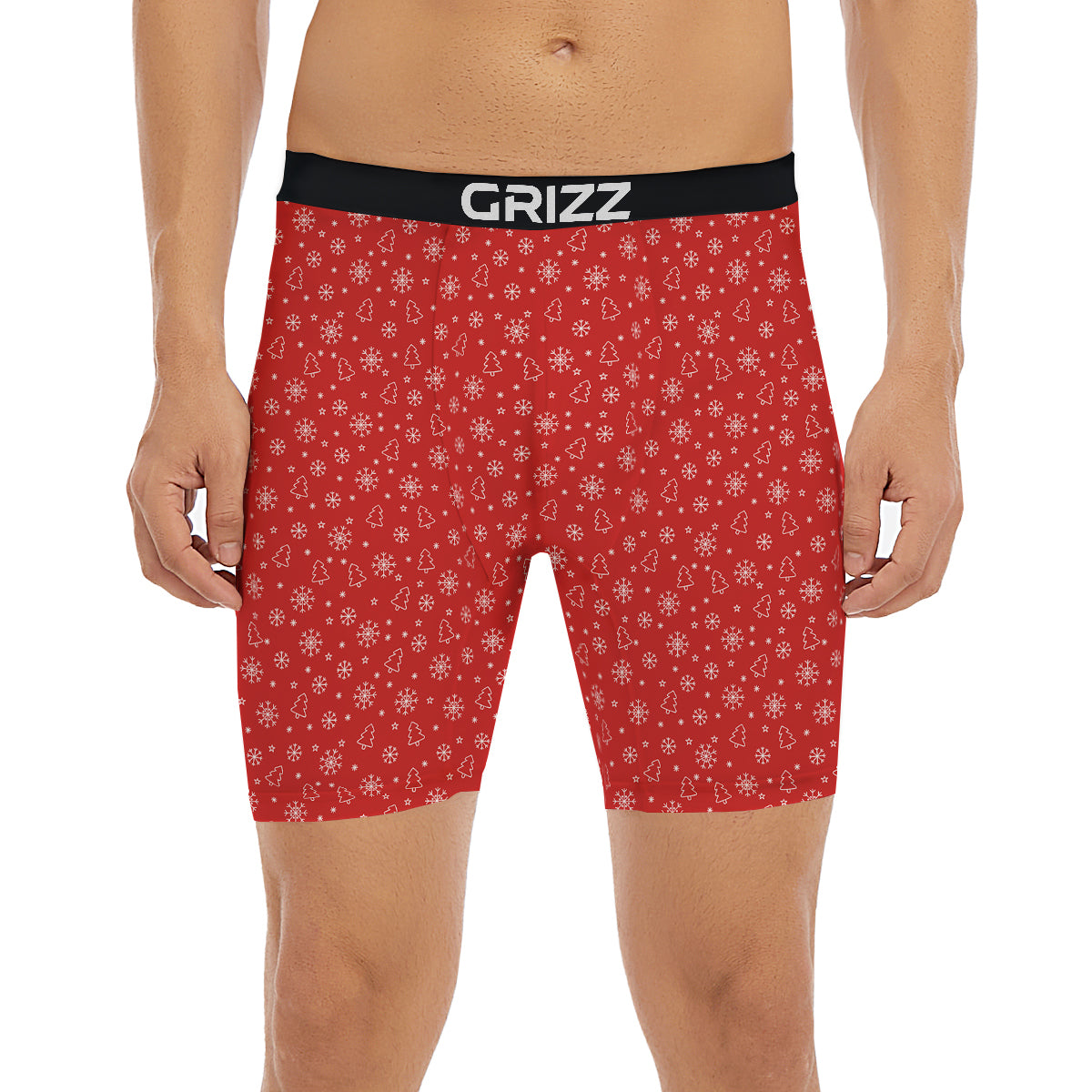 Snowflake Christmas Print Pattern Boxer Briefs-grizzshop