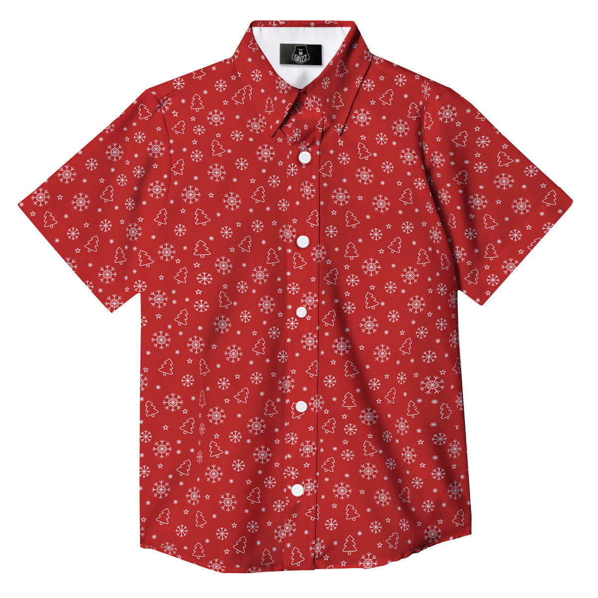 Snowflake Christmas Print Pattern Button Up Shirt-grizzshop
