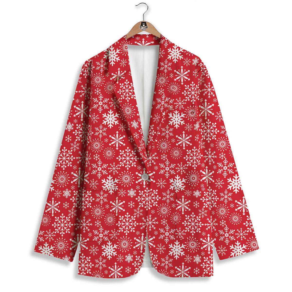 Snowflake Christmas Print Women's Blazer-grizzshop