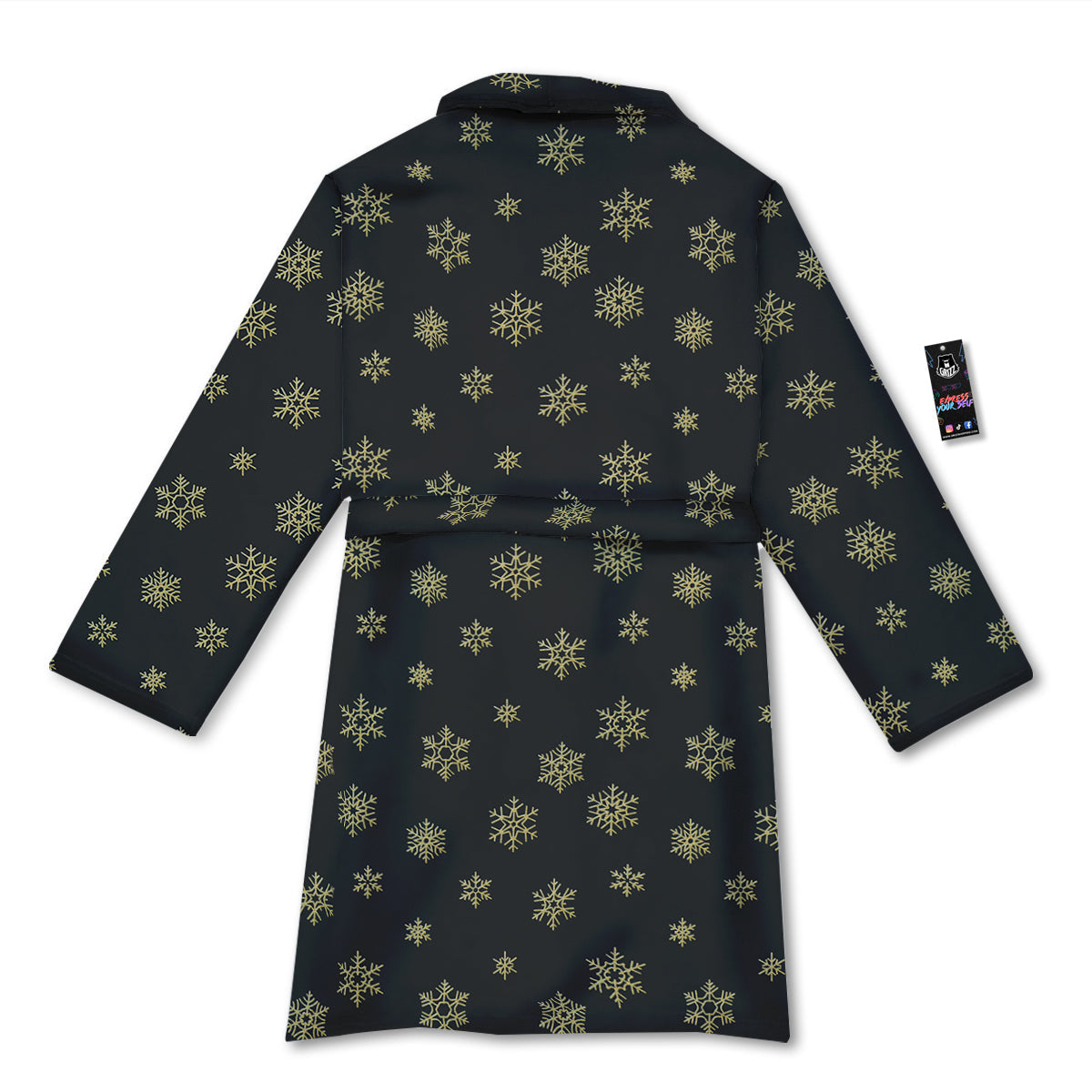 Snowflake Gold And Black Print Pattern Bathrobe-grizzshop