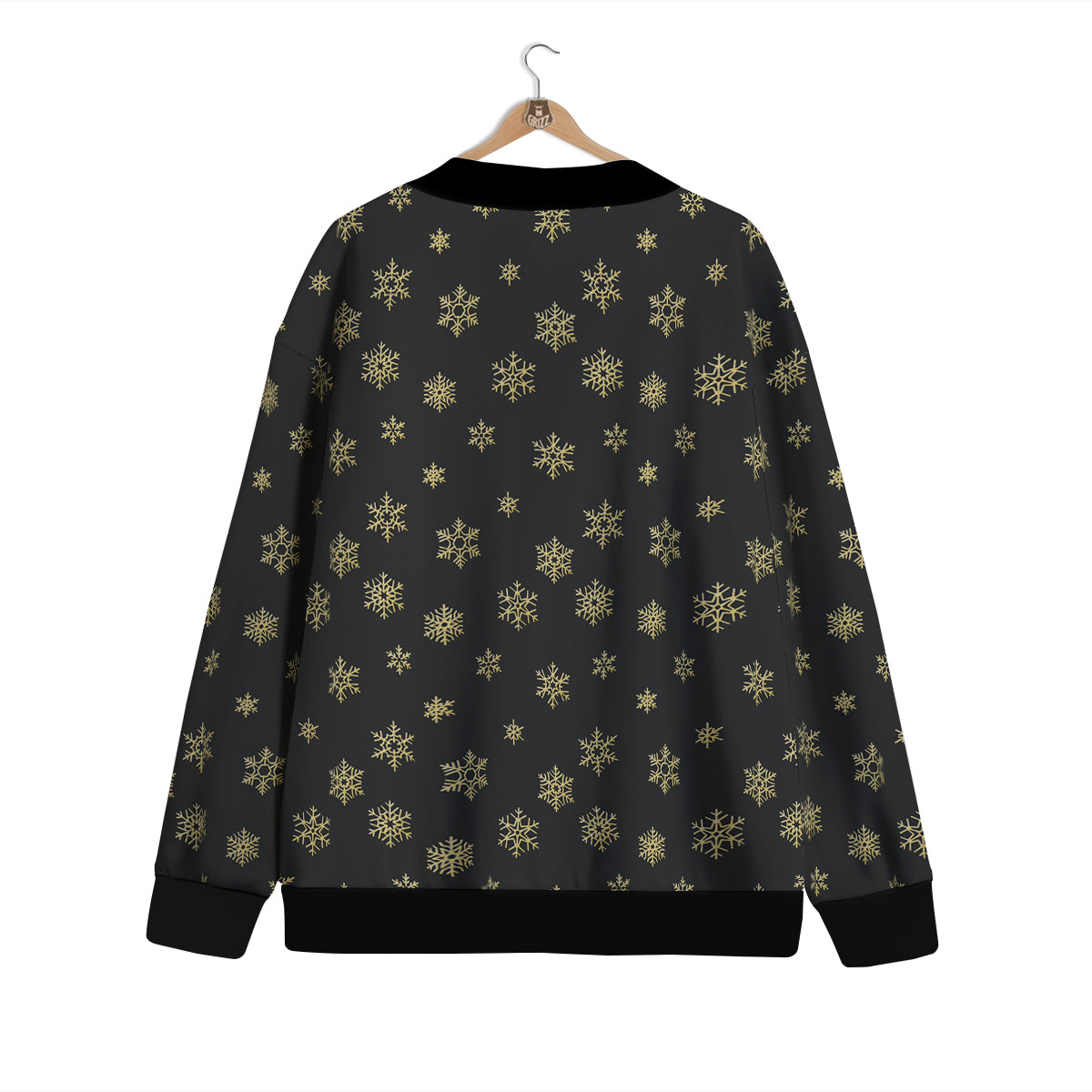 Snowflake Gold And Black Print Pattern Cardigan-grizzshop