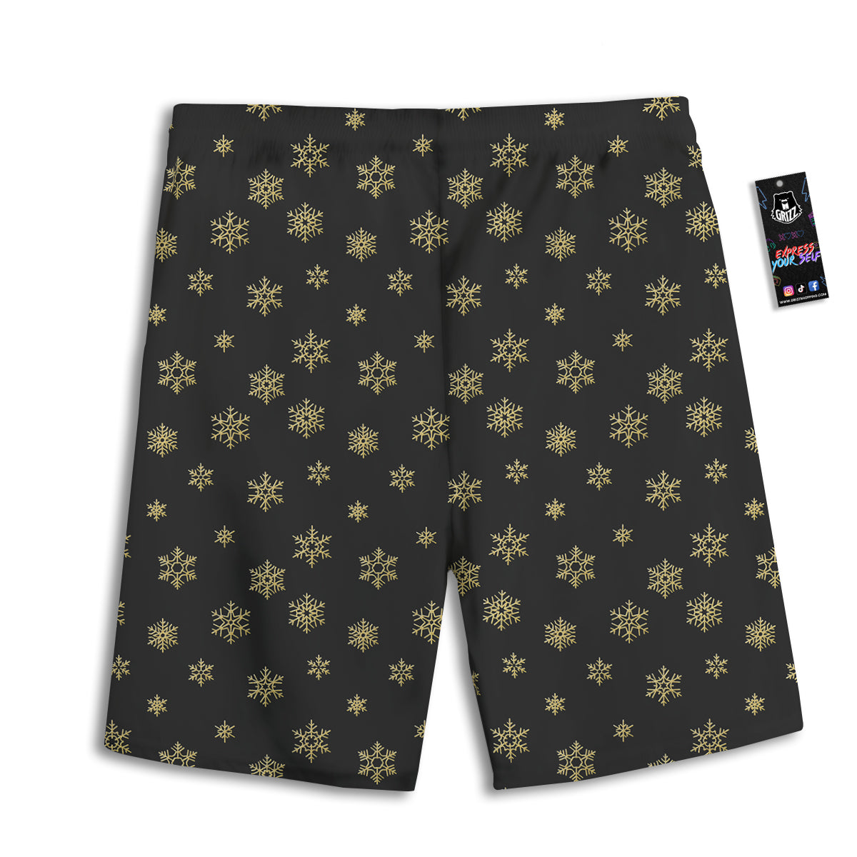 Snowflake Gold And Black Print Pattern Men's Athletic Shorts