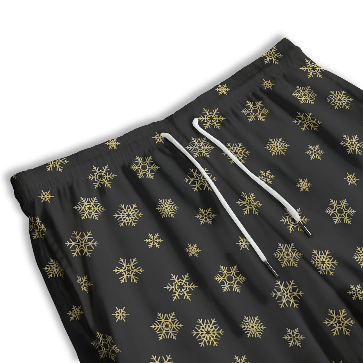 Snowflake Gold And Black Print Pattern Men's Athletic Shorts