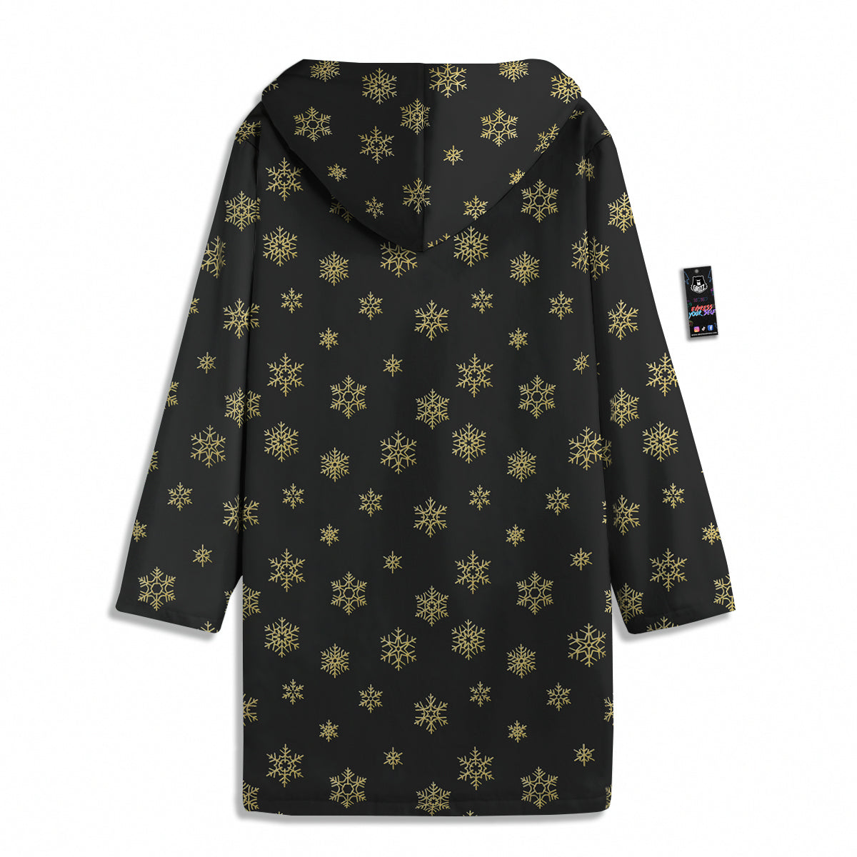 Snowflake Gold And Black Print Pattern Men's Windbreaker Jacket-grizzshop