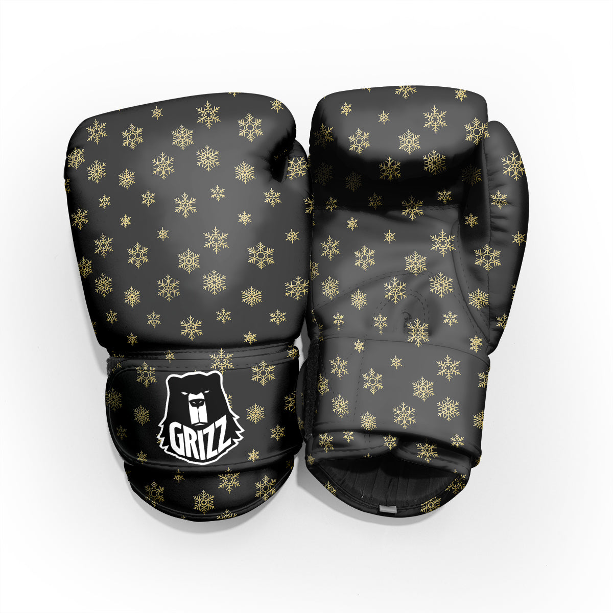 Snowflake Gold And Black Print Pattern Pro Boxing Glove