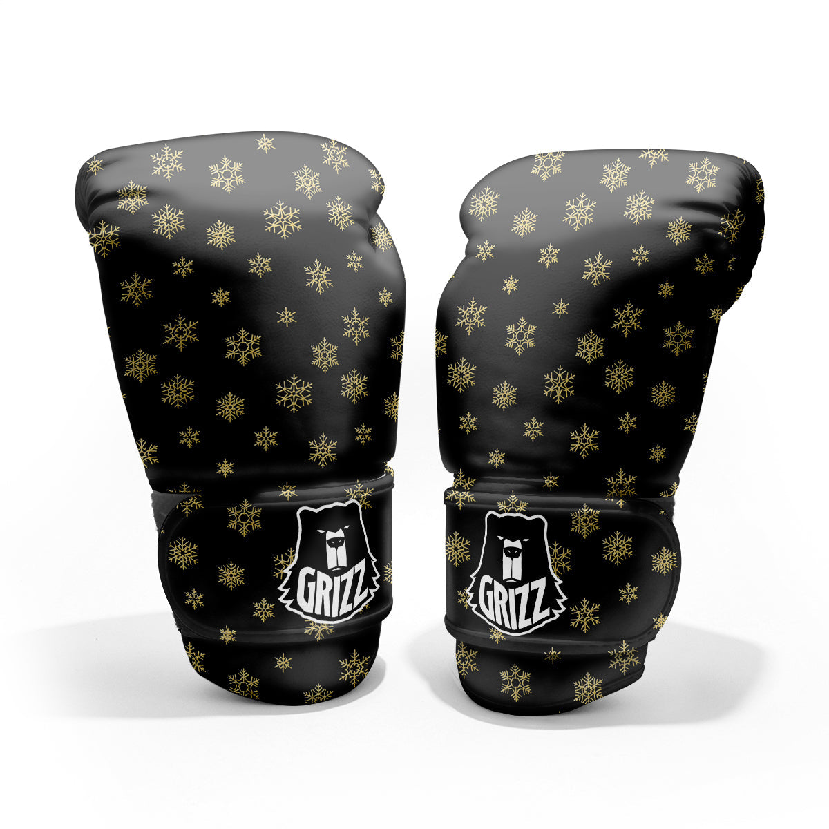 Snowflake Gold And Black Print Pattern Pro Boxing Glove