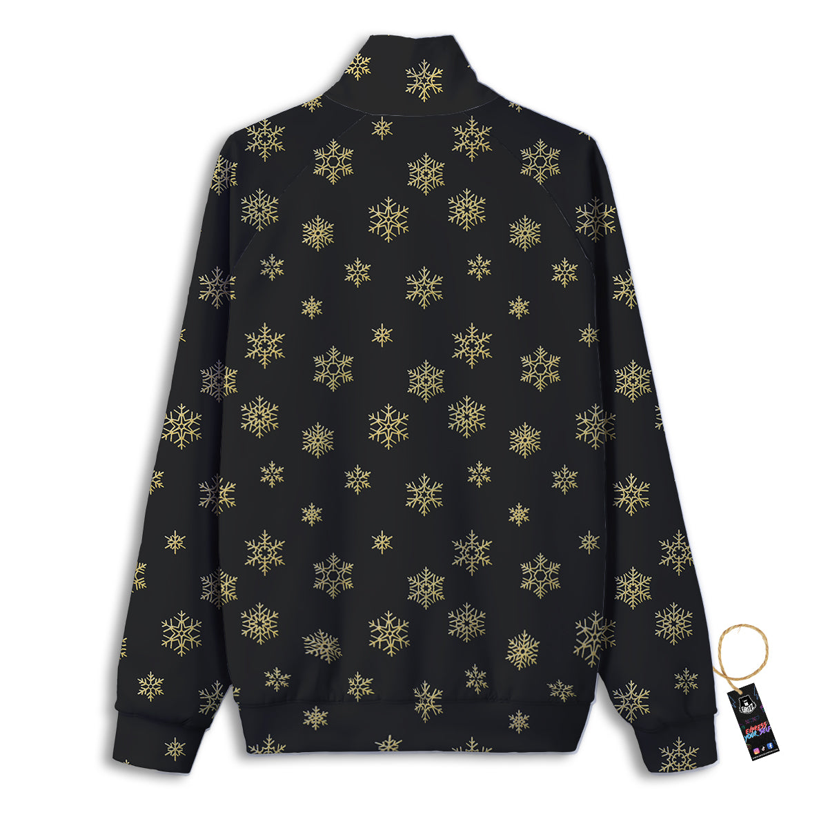Snowflake Gold And Black Print Pattern Track Jacket-grizzshop