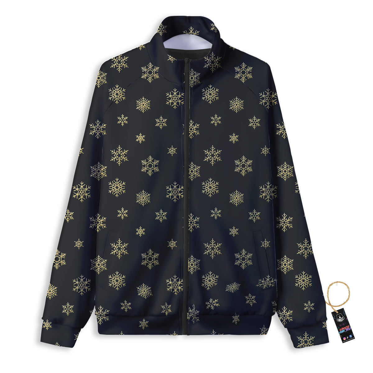 Snowflake Gold And Black Print Pattern Track Jacket-grizzshop