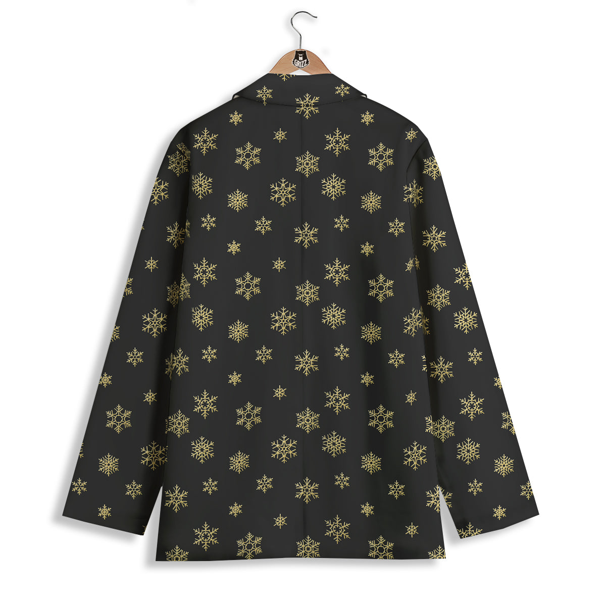 Snowflake Gold And Black Print Pattern Women's Blazer-grizzshop