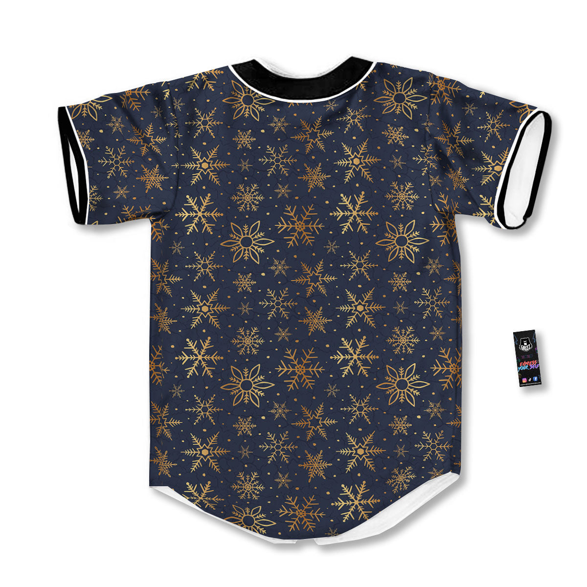 Snowflake Golden Print Baseball Jersey-grizzshop