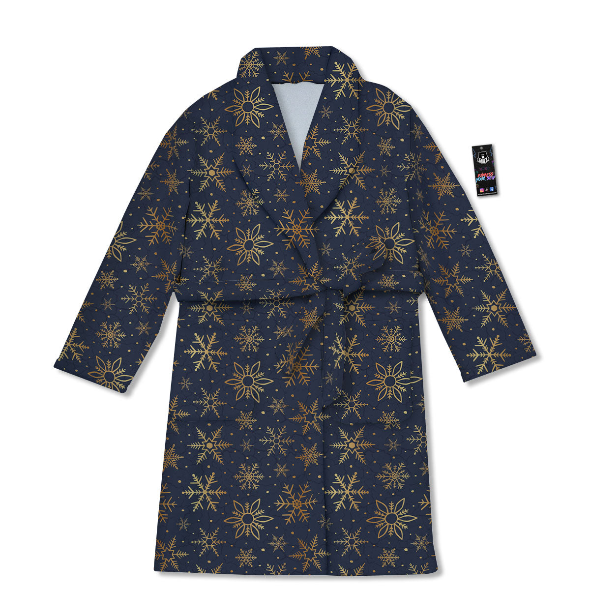 Snowflake Golden Print Bathrobe-grizzshop