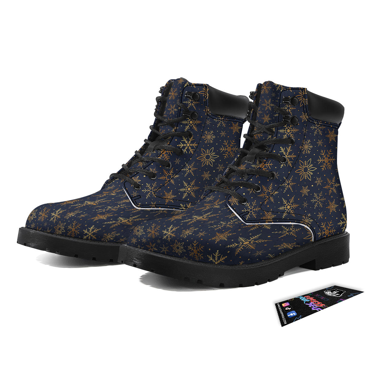 Snowflake Golden Print Boots-grizzshop