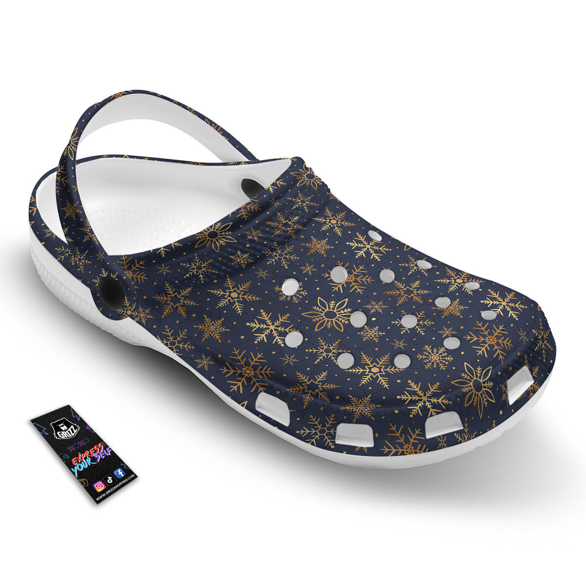 Snowflake Golden Print Clog-grizzshop