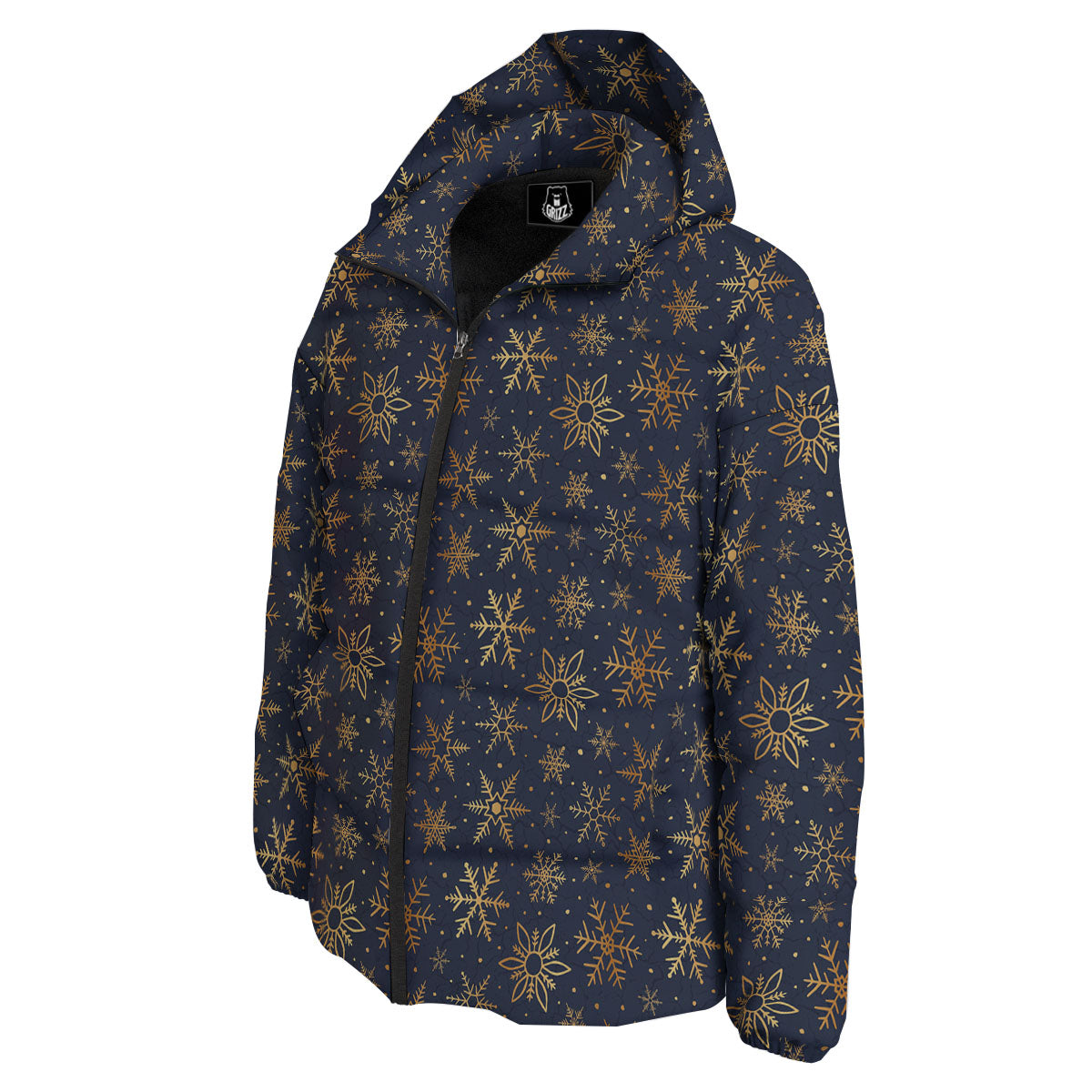 Snowflake Golden Print Down Jacket-grizzshop