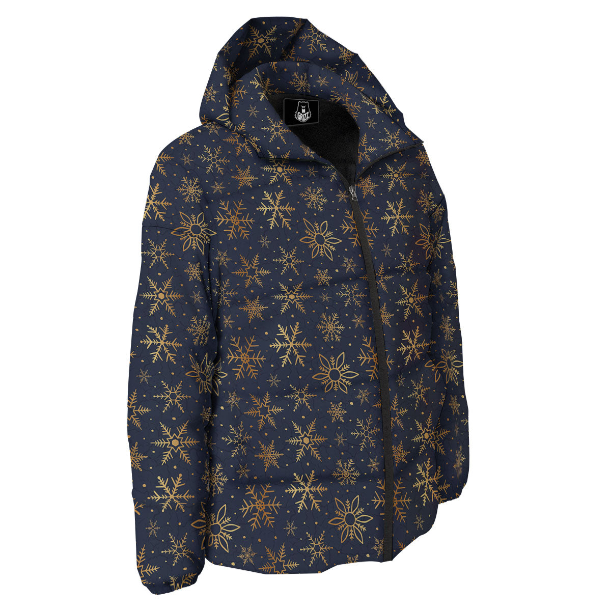 Snowflake Golden Print Down Jacket-grizzshop