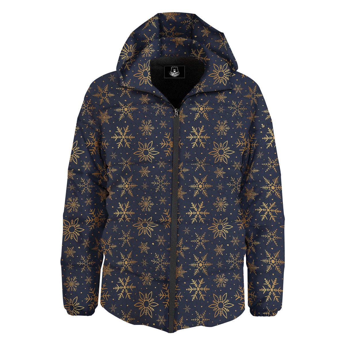 Snowflake Golden Print Down Jacket-grizzshop
