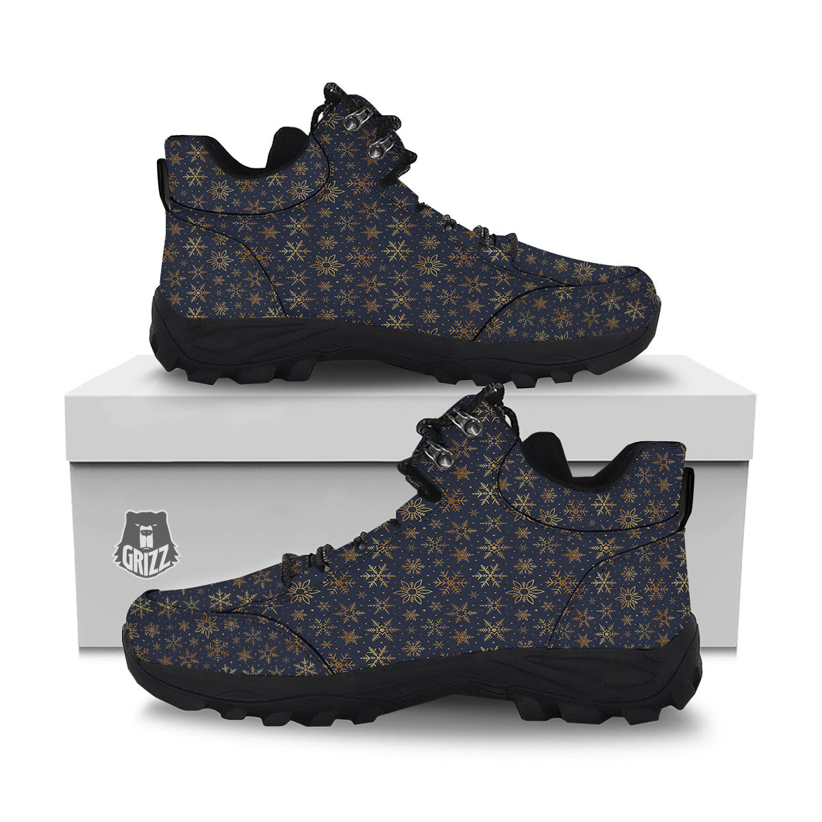 Snowflake Golden Print Hiking Shoes-grizzshop
