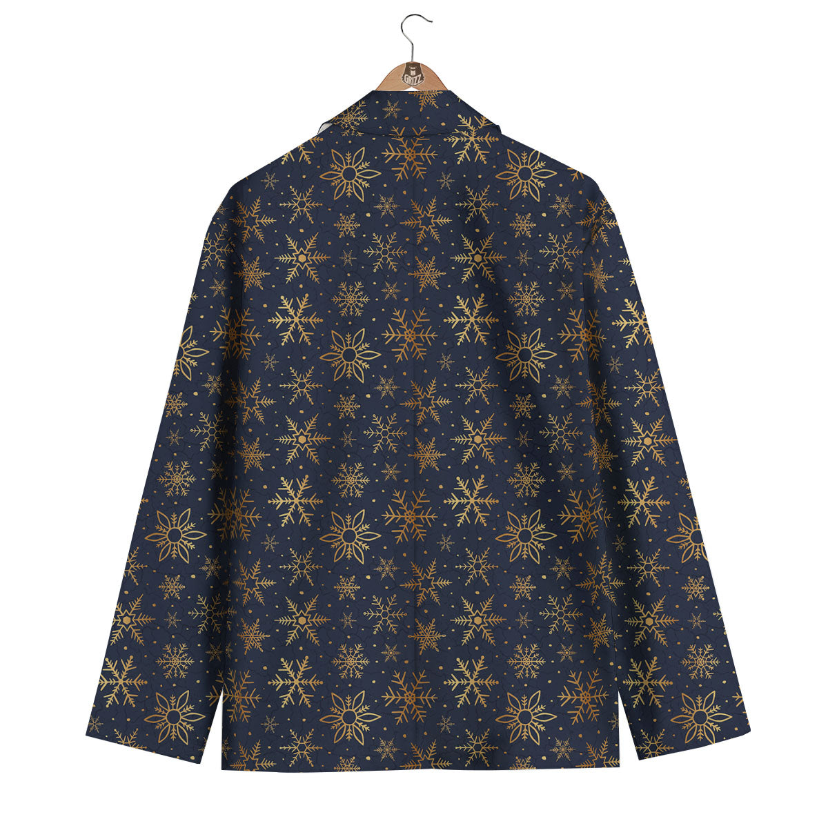Snowflake Golden Print Men's Blazer-grizzshop